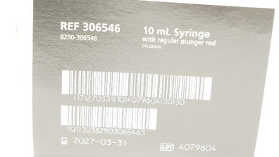 BD 306546 PosiFlush Normal Saline Flush Syringe 10mL - Box of 30